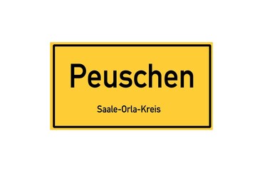 Isolated German city limit sign of Peuschen located in Th�ringen