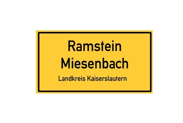 Isolated German city limit sign of Ramstein Miesenbach located in Rheinland-Pfalz