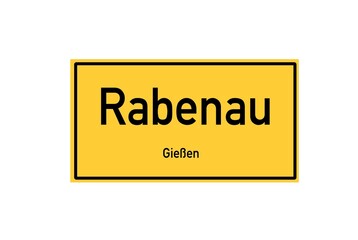 Isolated German city limit sign of Rabenau located in Hessen