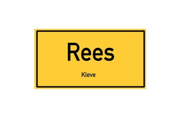 Isolated German city limit sign of Rees located in Nordrhein-Westfalen