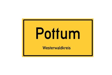 Isolated German city limit sign of Pottum located in Rheinland-Pfalz