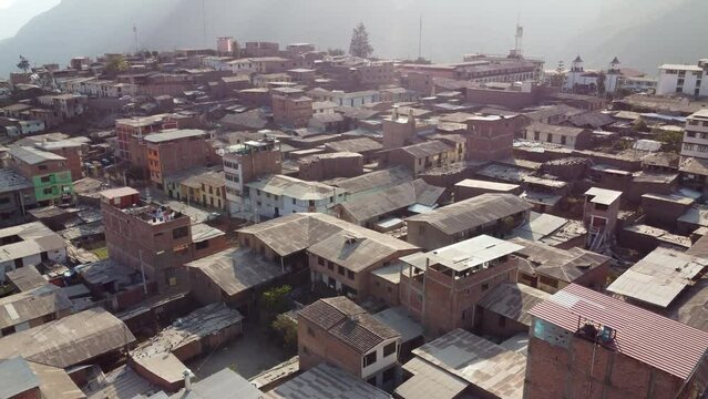 Aerial drone view of the city of Canta, located north of Lima - Peru