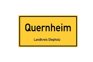 Isolated German city limit sign of Quernheim located in Niedersachsen