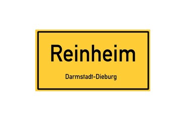 Isolated German city limit sign of Reinheim located in Hessen
