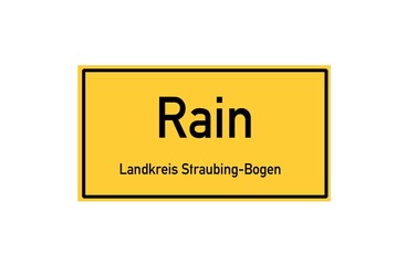 Isolated German city limit sign of Rain located in Bayern