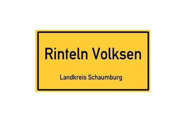 Isolated German city limit sign of Rinteln Volksen located in Niedersachsen