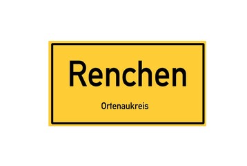 Isolated German city limit sign of Renchen located in Baden-W�rttemberg
