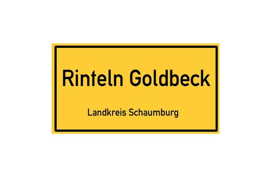 Isolated German city limit sign of Rinteln Goldbeck located in Niedersachsen