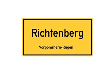 Isolated German city limit sign of Richtenberg located in Mecklenburg-Vorpommern
