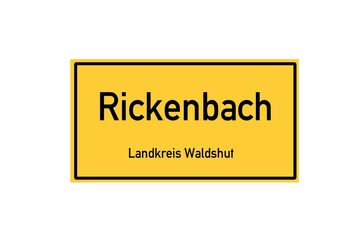 Isolated German city limit sign of Rickenbach located in Baden-W�rttemberg