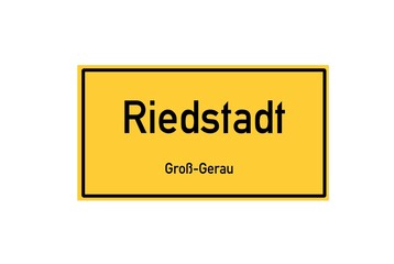 Isolated German city limit sign of Riedstadt located in Hessen