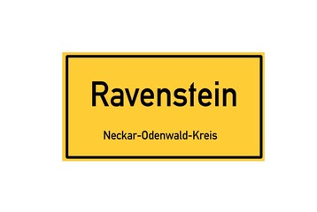 Isolated German city limit sign of Ravenstein located in Baden-W�rttemberg