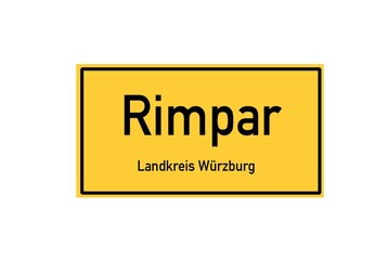 Isolated German city limit sign of Rimpar located in Bayern