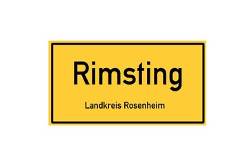 Isolated German city limit sign of Rimsting located in Bayern