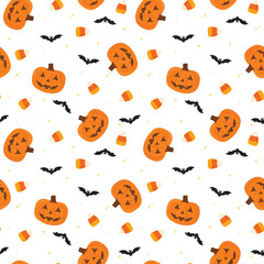 Halloween Pattern, Halloween Print, Pumpkin Pattern, Pumpkin Bat Pattern, Halloween Background, Happy Halloween, Pumpkin Background, Cute Pumpkin Vector Illustration Background