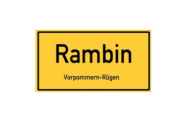 Isolated German city limit sign of Rambin located in Mecklenburg-Vorpommern
