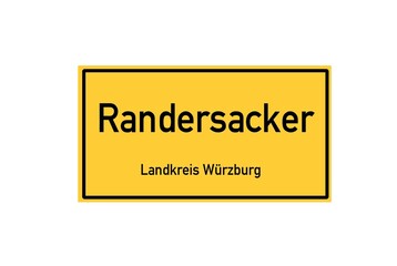 Isolated German city limit sign of Randersacker located in Bayern