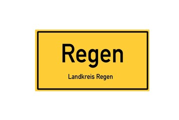 Isolated German city limit sign of Regen located in Bayern