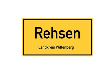 Isolated German city limit sign of Rehsen located in Sachsen-Anhalt