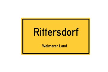 Isolated German city limit sign of Rittersdorf located in Th�ringen