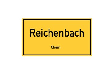 Isolated German city limit sign of Reichenbach located in Bayern