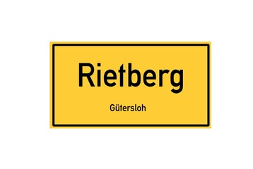 Isolated German city limit sign of Rietberg located in Nordrhein-Westfalen