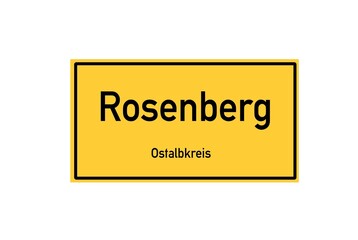 Isolated German city limit sign of Rosenberg located in Baden-W�rttemberg
