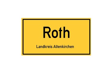 Isolated German city limit sign of Roth located in Rheinland-Pfalz