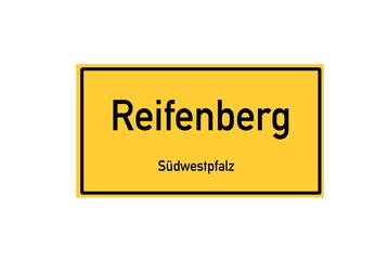 Isolated German city limit sign of Reifenberg located in Rheinland-Pfalz