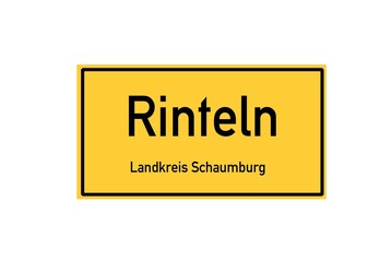 Isolated German city limit sign of Rinteln located in Niedersachsen