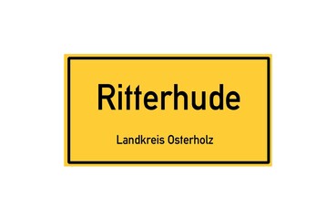 Isolated German city limit sign of Ritterhude located in Niedersachsen