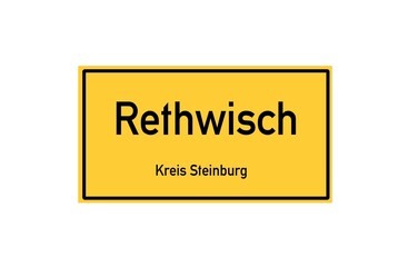 Isolated German city limit sign of Rethwisch located in Schleswig-Holstein