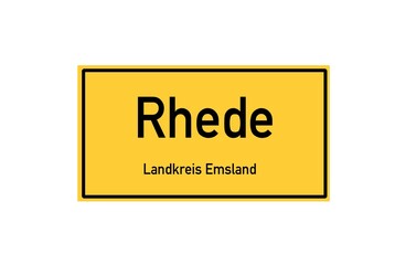 Isolated German city limit sign of Rhede located in Niedersachsen