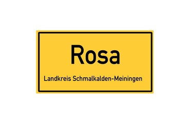 Isolated German city limit sign of Rosa located in Th�ringen