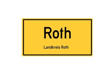 Isolated German city limit sign of Roth located in Bayern