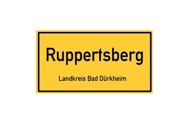 Isolated German city limit sign of Ruppertsberg located in Rheinland-Pfalz