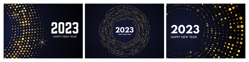 2023 Happy New Year of gold glitter pattern
