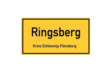 Isolated German city limit sign of Ringsberg located in Schleswig-Holstein