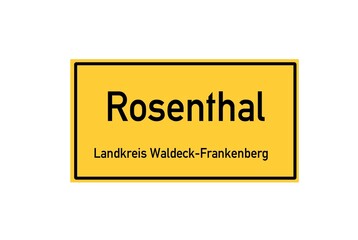 Isolated German city limit sign of Rosenthal located in Hessen