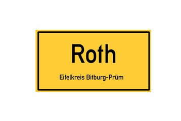 Isolated German city limit sign of Roth located in Rheinland-Pfalz