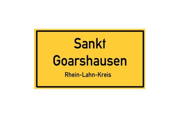 Isolated German city limit sign of Sankt Goarshausen located in Rheinland-Pfalz