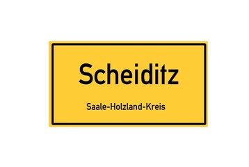Isolated German city limit sign of Scheiditz located in Th�ringen