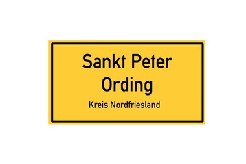 Isolated German city limit sign of Sankt Peter Ording located in Schleswig-Holstein