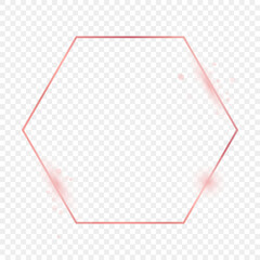 Rose gold glowing hexagon frame