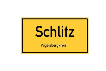 Isolated German city limit sign of Schlitz located in Hessen