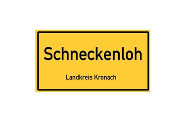 Isolated German city limit sign of Schneckenlohe located in Bayern