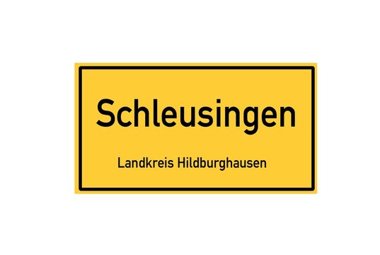 Isolated German city limit sign of Schleusingen located in Th�ringen