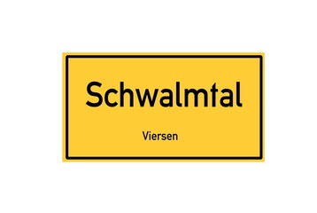 Isolated German city limit sign of Schwalmtal located in Nordrhein-Westfalen