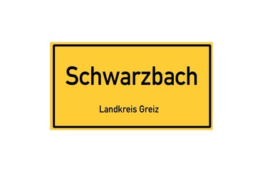 Isolated German city limit sign of Schwarzbach located in Th�ringen