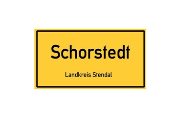Isolated German city limit sign of Schorstedt located in Sachsen-Anhalt